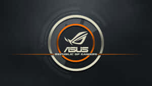 ASUS Republic of Gamers標誌，帶有橙色和銀色圓環，深色背景