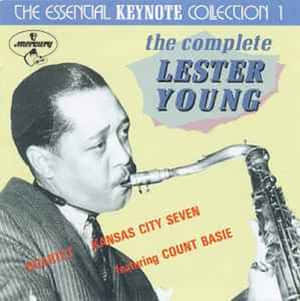 Lester Young 在復古爵士專輯封面上吹奏次中音薩克斯風。