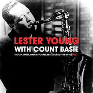 Lester Young 在復古爵士專輯封面上演奏薩克斯風。