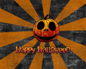 Happy Halloween 南瓜，橙色和黑色太陽爆發背景