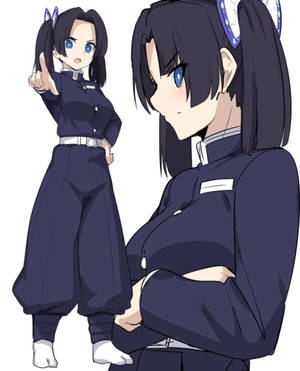 兩個穿著深藍色制服、戴著貓耳的動漫女孩，帶著自信的表情擺姿勢。