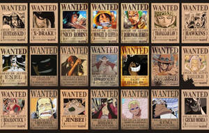 One Piece 動畫懸賞海報網格，包含角色肖像和賞金金額。