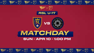 RSL與Club de Foot Montreal之間MLS U-17足球比賽的官方比賽日海報。 — 足球 壁紙