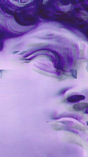 帶有紫色調和數位扭曲的故障效果肖像。
