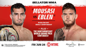 兩位男性MMA拳手在Bellator MMA活動的宣傳海報中。