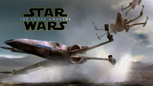 X-wing戰機在《星球大戰》的太空戰鬥場景中向TIE戰機開火。