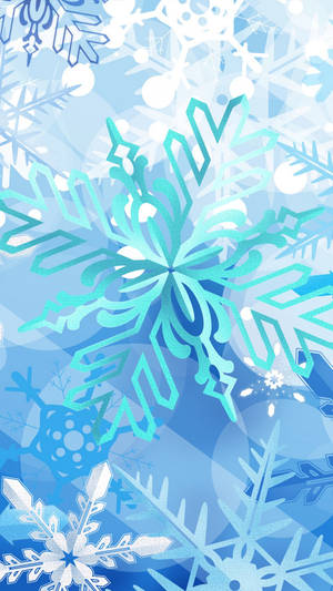 充滿活力的藍色雪花圖案，搭配漸變冰藍色背景。 — 藝術 壁紙
