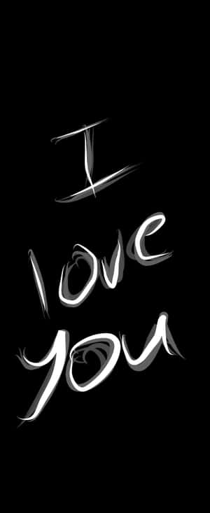 黑色背景上風格化的白色手寫文字 I love you — Motorola Razr 壁紙