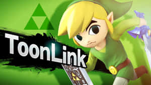 來自薩爾達的ToonLink手持劍和盾牌，帶有三角力量標誌
