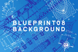 帶有技術圖紙和白色文字（顯示 blueprint08 背景）的藍圖背景 — 設計 壁紙