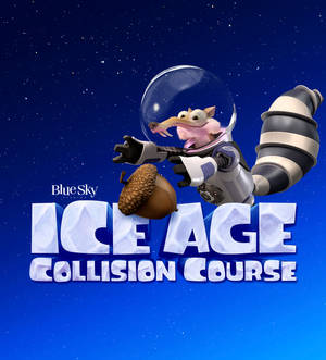 浣熊太空人在太空中拿著橡實，電影標題為Ice Age Collision Course — 太空 壁紙