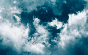 藍天白雲，飛機掠過天際 — 藍天 壁紙