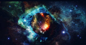 充滿活力的宇宙星雲，在深空中帶有旋轉的氣體和發光的星星。
