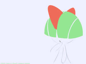 淺藍色背景上，綠色身體和紅色耳朵的Raits Pokemon插圖。 — 簡約 壁紙