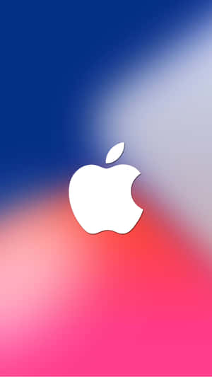 白色Apple標誌在藍色到粉紅色漸變背景上