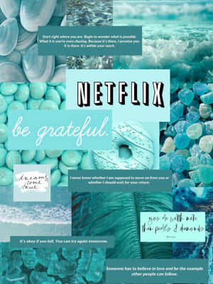 青綠色海洋主題勵志壁紙，帶有Netflix標誌和鼓舞人心的語句。 — 淺綠色美學動態圖 壁紙