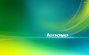 充滿活力的綠色、藍色和黃色漸變，帶有 Lenovo 標誌和流動的白色線條。