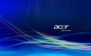 Acer Extensa Series 標誌，帶有在藍色背景上流動的彩色光跡。