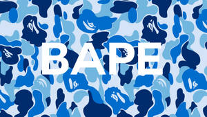 帶有鬼臉和白色BAPE標誌的藍色迷彩圖案。