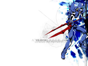 藍色和紅色的 Evangelion Unit-01 在白色背景上帶有武器和技術圖表。 — 聖經天使 壁紙