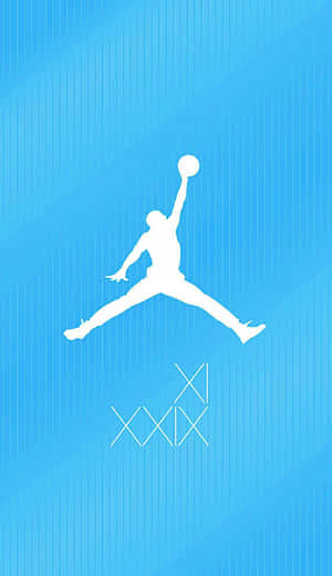 白色籃球運動員剪影在藍色漸變背景上灌籃。 — Air Jordan GIF 壁紙