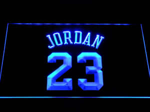 藍色霓虹燈牌，帶有JORDAN和數字23 — Jordan 標誌 GIF 壁紙