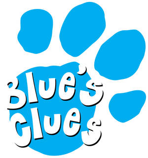 Blue's Clues 標誌，帶有藍色爪印和白色文字。