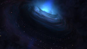 一個發光的藍色螺旋星系，被深空中遙遠的恆星環繞。 — 深藍色 壁紙