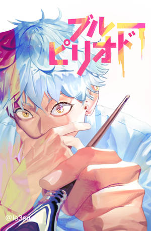 藍色頭髮和金色眼睛的動漫角色拿著一支筆。 — Honor MagicPad4 壁紙