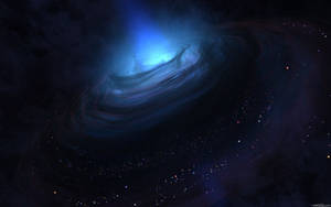 在黑暗宇宙中閃爍著星星的藍色螺旋星系。