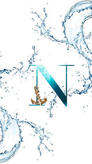 字母 N 帶有錨和水花，白色背景 — 水 GIF 壁紙