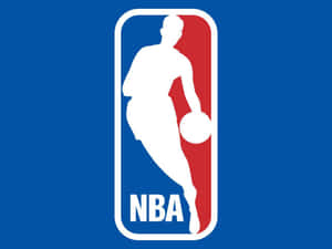 NBA標誌，藍色和紅色背景上帶有白色籃球運動員剪影。
