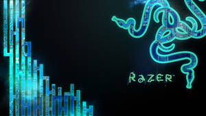由電路板製成的發光青色Razer標誌，深色背景 — 深藍色美學 壁紙