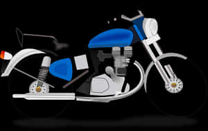 藍色經典機車插畫