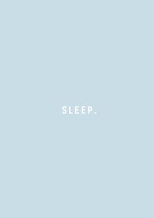 淺藍色背景上白色文字寫著的「sleep」一詞。
