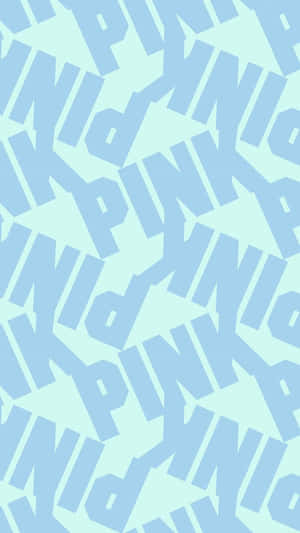 薄荷綠色背景上的淺藍色「PINK」文字圖案。