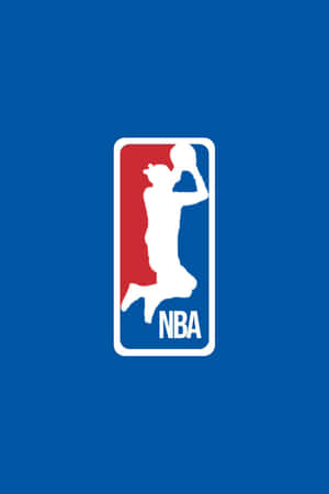 NBA標誌，白色剪影係一個籃球球員喺藍色同紅色背景上入樽。