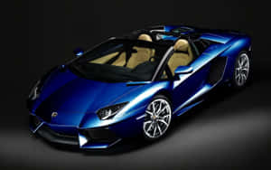 藍色林寶堅尼Aventador Roadster，棕褐色內飾，工作室燈光