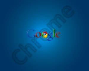 在藍色漸變背景上的彩虹色 Google Chrome 標誌。