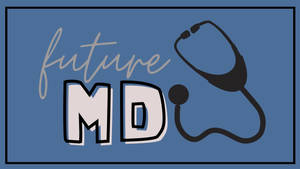 藍色背景上帶有聽診器圖形的Future MD文字
