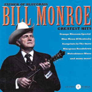 Bill Monroe 在藍色專輯封面上手持曼陀林，並顯示歌曲名稱。