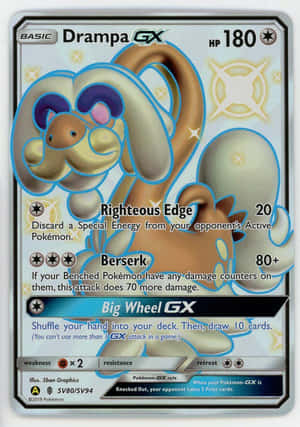 顯示 Drampa GX 及其數值和攻擊的 Pokémon 卡。