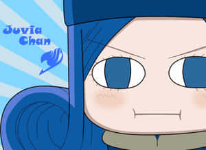 動漫角色 Juvia Chan 擁有藍色頭髮和眼睛，神情堅定。 — 寵物小精靈 劍與盾 壁紙