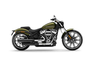 白色背景上帶有鍍鉻細節的橄欖綠色Harley-Davidson電單車