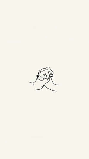 簡單線條畫中兩隻手握在一起。 — 白色美學gif 壁紙