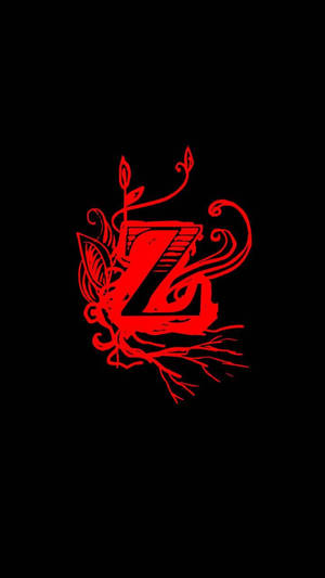 紅色風格化Z，帶裝飾藤蔓，黑色背景