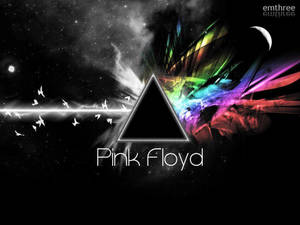 Pink Floyd 標誌，三角形棱鏡，鳥在太空