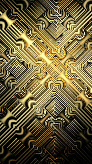 深色背景上帶有發光高光的金色抽象幾何圖案
