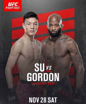 兩位UFC拳手在蠅量級比賽的宣傳海報中正面向前。