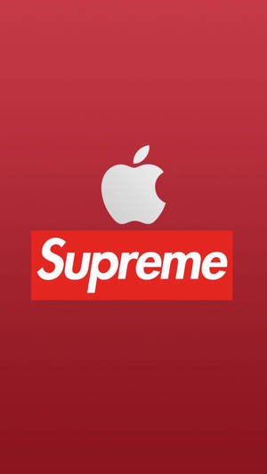 紅色背景上Apple標誌在Supreme標誌上方